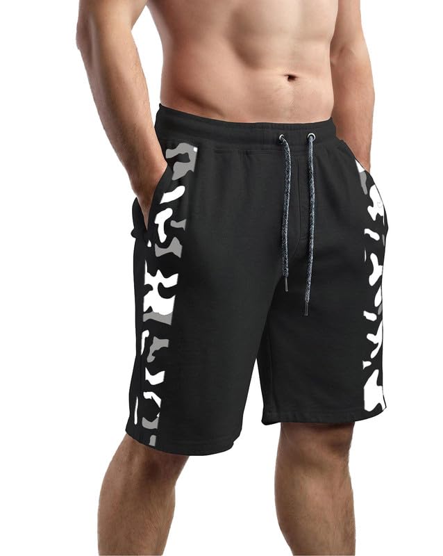 hotfits Men's Self Designed Casual Printed Cotton Regular Shorts, Workout Shorts, Elastic Waist Running Shorts with Pockets-picture-25
