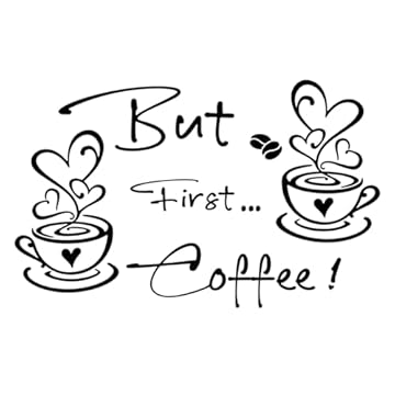 2 Kitchen Decor Stickers Stickers, But First Coffee Cups and Beans Peel and Stick Wallpaper, DIY Removable Wall Art Decals Wall Posters Home Decor