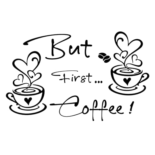 IDISON 2 Sätze Küche Dekor Aufkleber, Kaffee Zeit Tassen und Bohnen Peel and Stick Tapete, DIY abnehmbare Wandkunst Abziehbilder