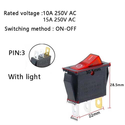 Interruptor basculante KCD3 de 3 posiciones ON-OFF-ON de 250V para proyectos electrónicos y náutica 5