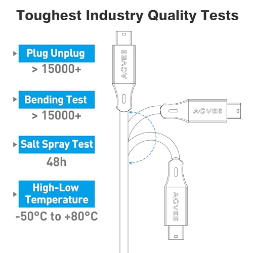 Image of AGVEE 2 Pack 6.6ft Mini USB Cable, Durable USB-A to Mini-B Data and Charger