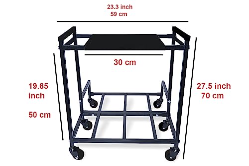Image of IRON LANDS Double Battery Heavy Metal Inverter Trolley UPS Stand with Wheels for Home and Office - Cabinet with Shelf