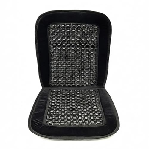 Natural Wood Beaded Car Seat Cover with Plush Velvet Trim &ndash; Massaging Cooling Cushion for Car...