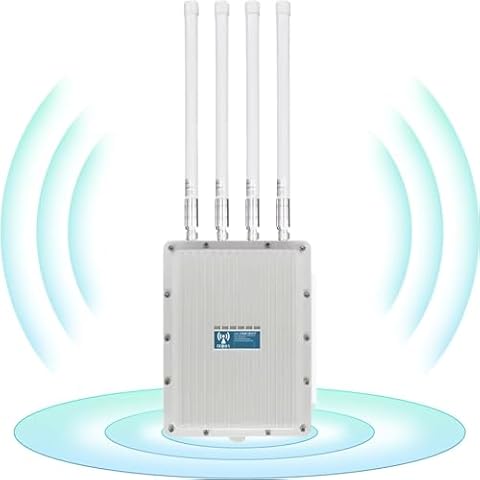 AX1200 Outdoor WiFi 5 Repeater & Extender, Dual Band Outdoor Wireless Access Point Bridge with 4 High Gain Antennas, Gigabit Port, Poe Powered, Support MU-MIMO, Seamless Roaming, Cloud Access Cover