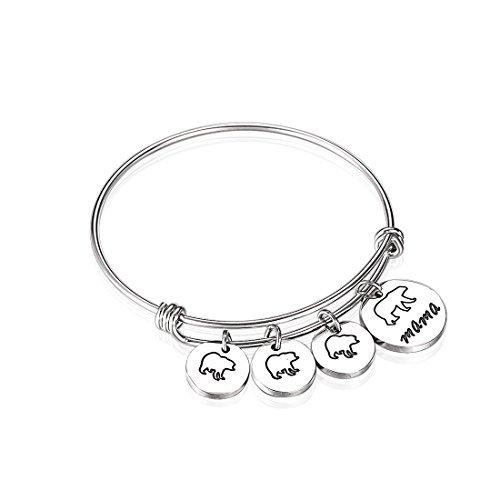 Anlive Mama Bear Bracelet with 1 2 3 Cubs Adjustable Bangle Bracelet Mom