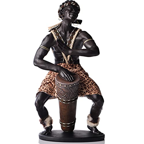 Xmgzq African Statues And Sculptures,African Art Statue, Home Decor African Figurines, Room Decor Resin Black African American Statue, Suitable For Living Room,Desktop, Bookcase Shelf Decor (D) #TOP30