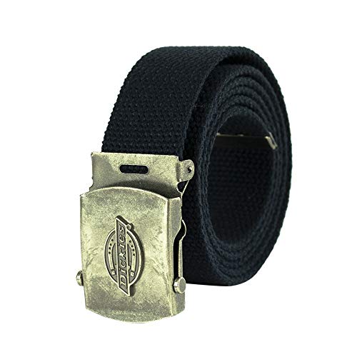 Dickies Men's Cotton Web Belt with Military Logo Buckle