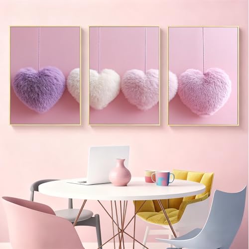 Tableaux sur toile rose moderne cadre bois décoration murale salon - 2