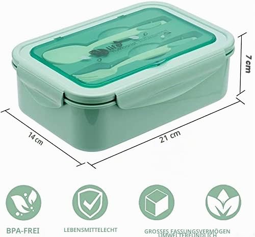 Foto von Ziidoog Lunchbox für Erwachsene/Kinder mit fächern - 1100 ML Brotdose mit Löffel & Gabel - Langlebige perfekte Größe für die Mahlzeit unterwegs, BPA-frei und lebensmittelechte Materialien