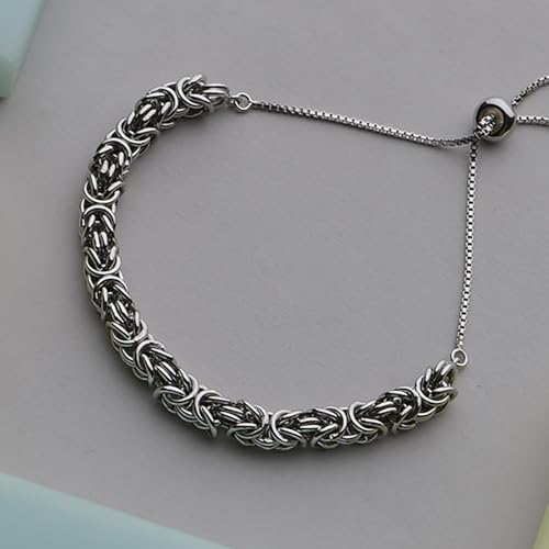 Image of TRUESILVER ACPL 925 Sterling Silver Sliding Bolo Bracelets for Women | BIS Hallmarked Fancy Link Rolo Design Bracelet | Adjustable Slider Chain Bracelet Gift for Birthday Anniversary Wedding