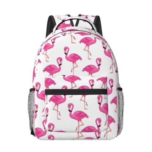 Mochila versátil EdWal con estampado de flamenco rosa y compartimentos acolchados