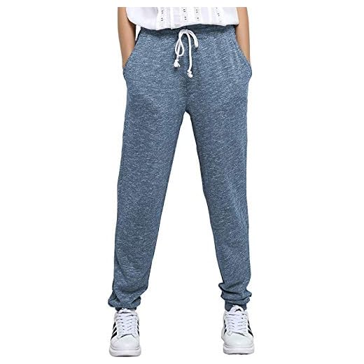 SUNNYME Pantalones para Mujer Pantalones Deportivos Alta Mujer Cordón Ajustable, Algodon A-Azul L