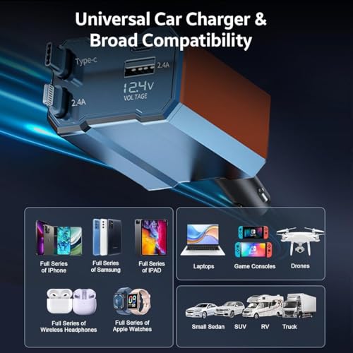Image of Premium Car Charger Fast Charging 120W | 60W Type-C + Lightning | 4-Port