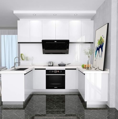 Image of ONETON Glossy White Contact Paper Decorative Self Adhesive Counter Top Peel and Stick Wallpaper for Kitchen Cabinets Shelf Drawer Liner Desk Dresser (White Glossy WP, 24x150 inch)