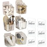 6Pack small Wall Mount Organizer, Adhesive Cabinet Door Storage Bins, Clear Makeup Container, Stackable Organizer Basket for Kitchen, Bathroom, Cabinet, Pantry, Office，Refrigerator Small Items storage