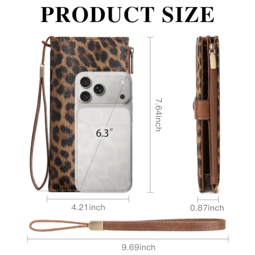 Image of GOIACII Womens Wallets Large Capacity Credit Card Holder RFID Blocking Leather Wallet Wristlet Ladies Clutch Purse Leopard Print