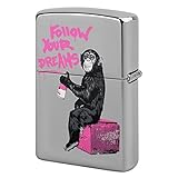 銅製ライターケース Banksy バンクシー ゴリラ 夢を追え モダンアート ZIPPO兼用 喫煙具 交換用外側 おしゃれ 男女兼用 オイルライターシェル 金属保護シェル ギフト