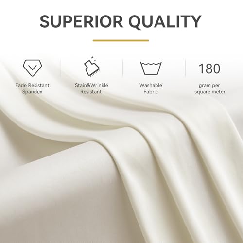 Image of Outpain Beige Spandex Table Clothes for 6 Foot Rectangle Tables-2Pack 6FT Spandex Fitted Table Cover, Wrinkle Free Tablecloths with Skirt for Parties, Wedding, Birthday, Banquet, Festival