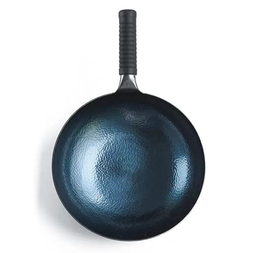 High-Grade Handmade Iron Pan Without Coating Health Wok Non-Stick Pan Gas Stove Induction Cooker General Zhangqiu Iron Wok 36CM (32CM,A Saucepan)