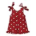 OYSOHE BK Tenue d'été pour bébé fille sans manches Imprimé à pois Bretelles à volants Barboteuse Rouge 6 mois à 4 ans - Noir - 120 cm
