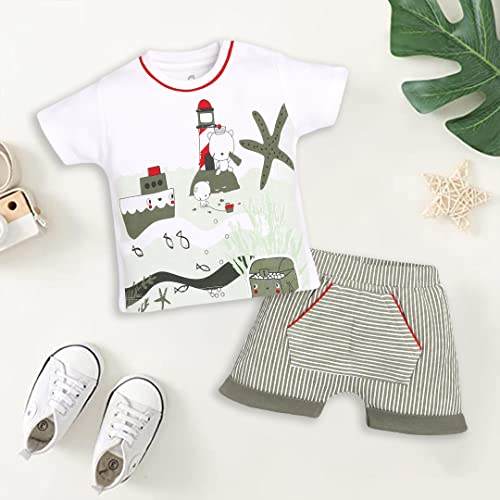 Image of BABY GO 100% Pure Cotton Kids T-Shirt &Shorts for Baby Boys (3-6 Months, OLIVE)