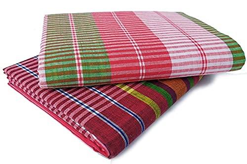 BENGAL ENTERPRISE Gamcha Cotton Bath Towel for Men & Women Full Size Stylish Soft Bengali Towels Large XXXL Combo Set of 2