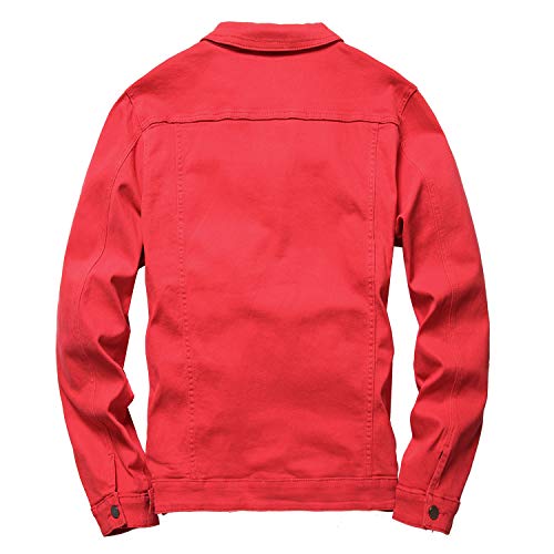 Image of Mens Denim Jacket Ripped Slim Jean Jacket Coat for Men