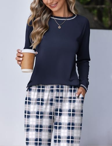 Ekouaer 2 Pack Womens Pajama Sets Soft Jogger Pjs Long Sleeve Lounge Sets - image 4