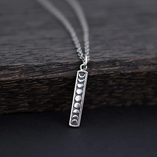 Two Cups Sterling Silver Moon Phase Necklace • Lunar Necklace • Moon Jewelry • Full Moon • Crescent Moon • Small Celestial Pendant • Antiqued Sterling Silver Chain3