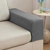 Disayu 2Pcs Couch Arm Covers, Armrest Cover for Sofa, Sofa Arms Covers Washable Arms with Twist Pins Soft,Skin-Friendly for Pets (Texture Gray, Armrest Cover)