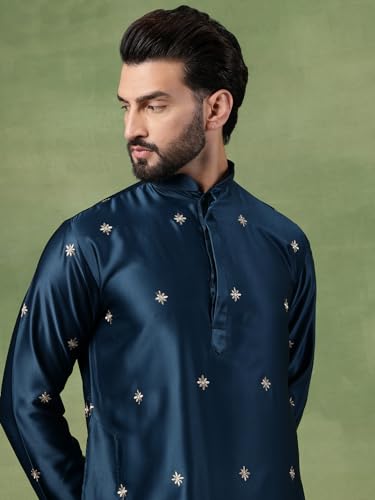 Image of SOJANYA (Since 1958 Men's Cotton Silk Flora & Fauna Embroidered Kurta With Pyjama