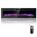 Homajor 60 inch Electric Fireplace Inserts, Electric Fireplace Wall Mounted, Led Fireplace, Recessed Fireplace, 12 Flame Colors, Remote Control w/Timer