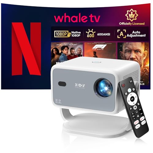 [Compatible with Netflix & Auto Focus/Keystone] Xgody N6 Projector Native 1080P 4K Supported, 700ANSI, 3 Level Brightness, AI Voice Assistance, WiFi 6, Bluetooth 5.2, Smart Projector for Home Cinema