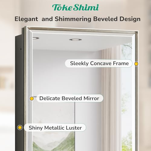 Image of TokeShimi 24 x 30 in Bathroom Mirrored Medicine Cabinet, Fully Assembled