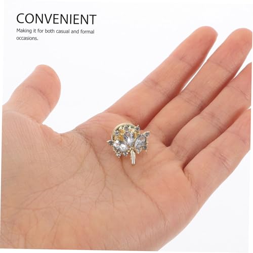 Broche feuille d'érable dorée et cristal pour fermeture de vêtements