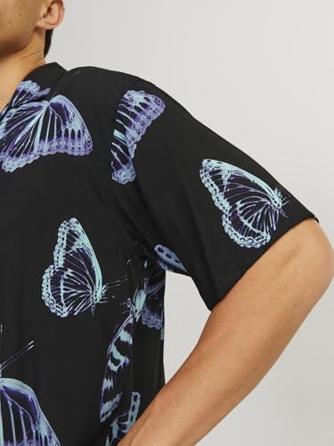 JACK & JONES Herren Jcojeff AOP Resort Shirt Ss Relax Kurzarmhemd, Black/AOP:Butterfly AOP, M – Ansicht 6