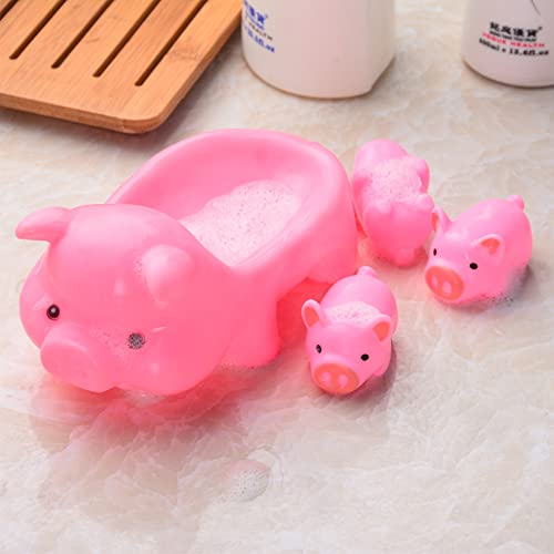 Baby Bath Toys 4Pcs Rubber Pink Pig Family Squeak Float Bath Ducks Bath Tub Shower Toys For Toddlers Boys Girls #TOP6