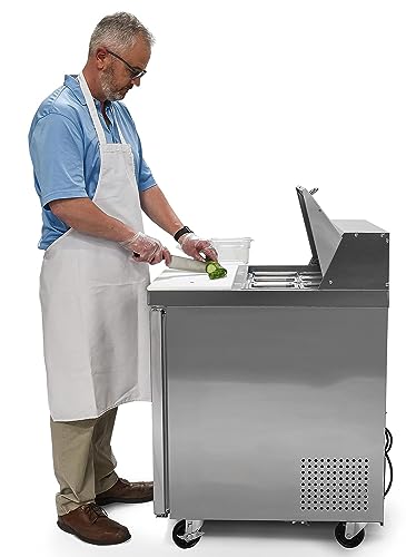 Image of FSE 27.5 Inch Single-Door Refrigerated Commercial Salad /Sandwich Prep Table, 6 Cubic Feet, Stainless Steel, 115 v