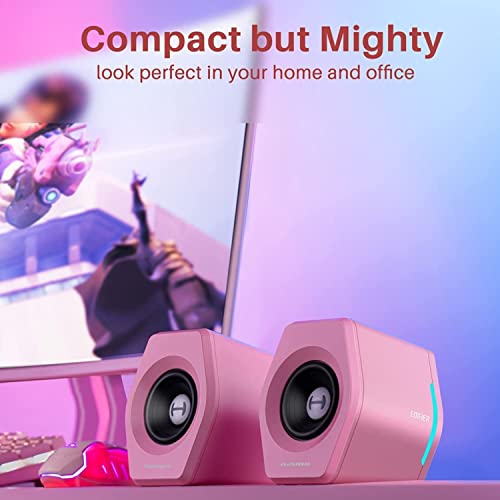 Image of Edifier G2000 32W PC Computer Speakers for Gaming Desktop PC Laptop Mac Computer Woofer Speakers Bluetooth USB 3.5mm AUX Inputs RGB Lights Multimedia Speakers Pink