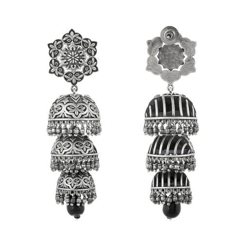 Nrityotsava Falguni 3 Layers Jhumka Earrings