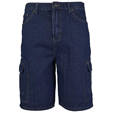 vkwear Men's Cotton Stonewash Cargo Pocket Denim Jean Shorts (36W, Blue Indigo) Cover