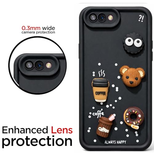 Image of Bintage Case Cute Fun Taddy| 3D Ball Bear| Donut| Coffee Rubber Case Camera Protection Back Cover Compatible for Oppo A3s - Black
