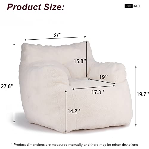 Recaceik Bean Bag Chairs, Tufted Soft Stuffed With Filler, Fluffy And Lazy Sofa, Imperial Lounger Giant Chair For Bedroom, Living Room, White #TOP1