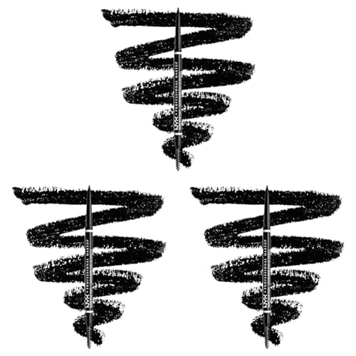 NYX Professional Makeup Augenbrauenstift, Micro Brow Pencil, Beidseitig mit ausdrehbarem Augenbrauenstift und Bürstchen, Vegane Formel, Farbton: Black (Packung mit 3)
