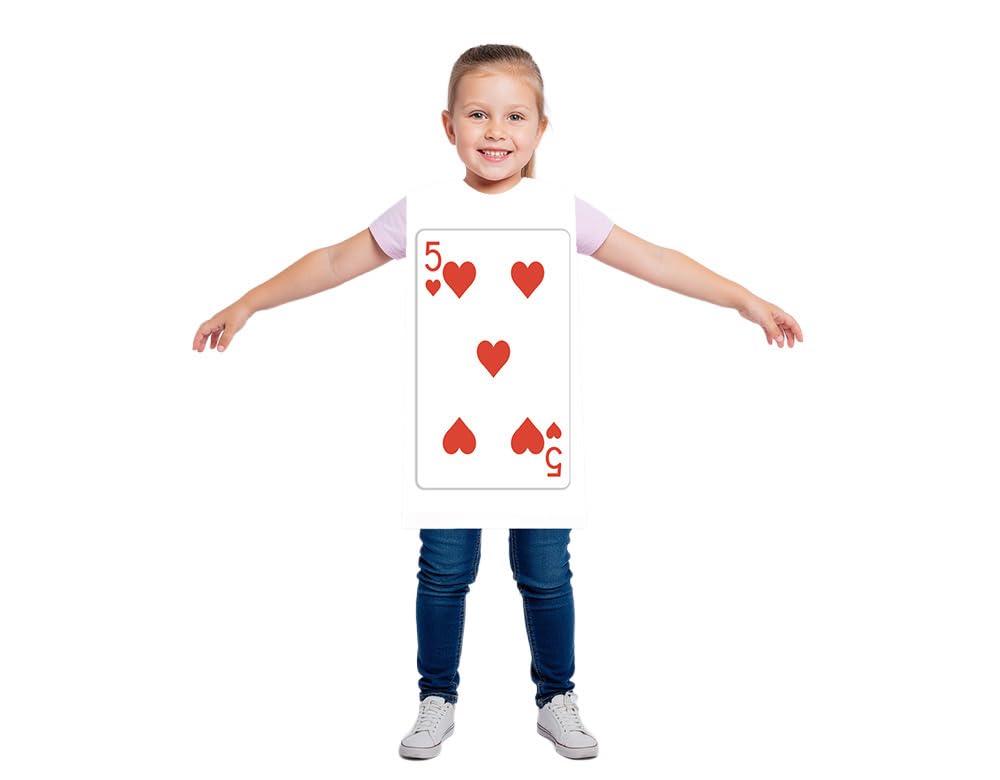 TABARDO! Playing Card Costume for Kids and Toddlers, Fancy Dress Outfit (Small, 5 Of Hearts)