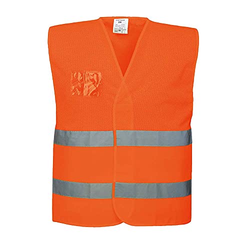 Portwest Hi-Vis Half Mesh Vest, Size: S/M, Colour: Orange, C494ORRS/M, S-M