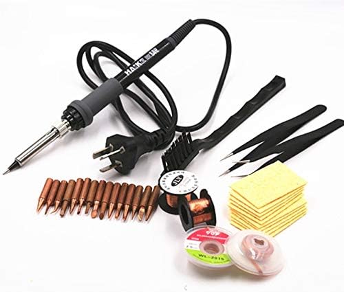 Soldering Occus 60W 220V Electric Soldering Irons Kit Temperature Adjustable with Tin Soder Wire Copper Tips Welding Gun Repair Tools - (Color: Silver)