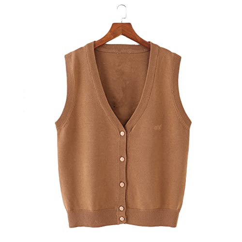Women Girls Knitted Cotton V-Neck Vest JK Uniform Student Sleeveless Button Down Sweater Tops2