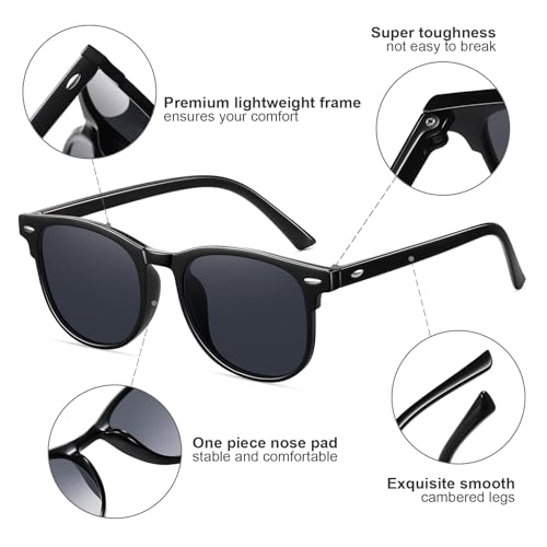 Image of 3 Pack Round Retro Sunglasses for Women Men, UV400 Protection | Lightweight Frame, Comfortable Fit, Classic Vintage Design, Easy Styling, 90s Vintage Style