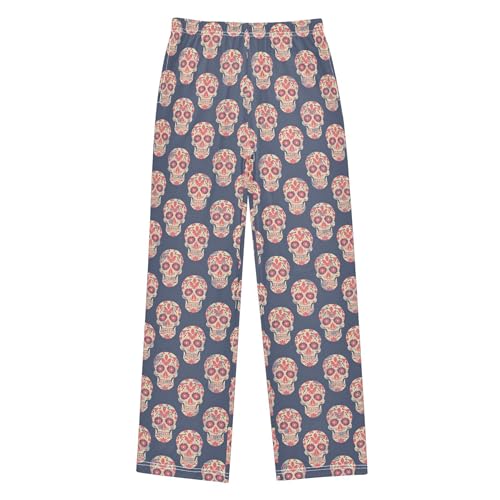 Skull Long Pajama Pants Elastic Waist PJ Bottoms with Pockets S A1133342